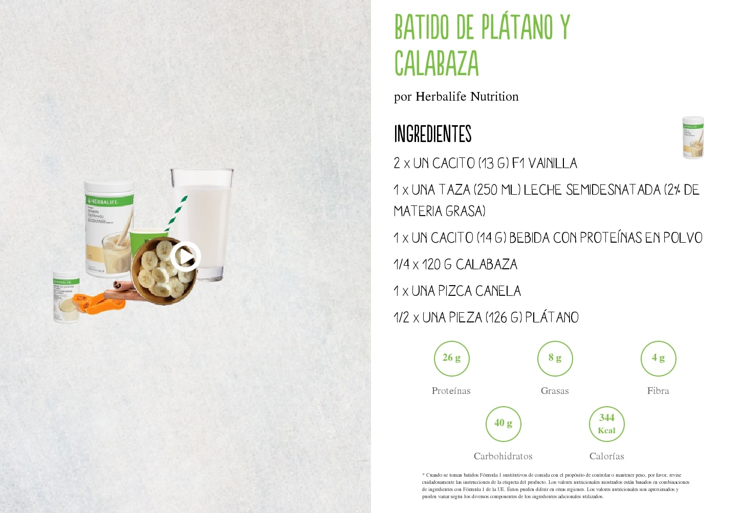 batido de platano y calabaza